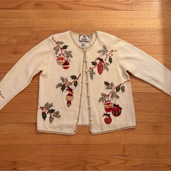 Vintage Tiara International Christmas Cardigan M - Picture 2 of 11